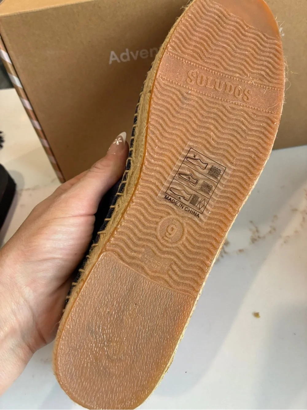 Soludos Navy Espadrille with Natural Jute Sole